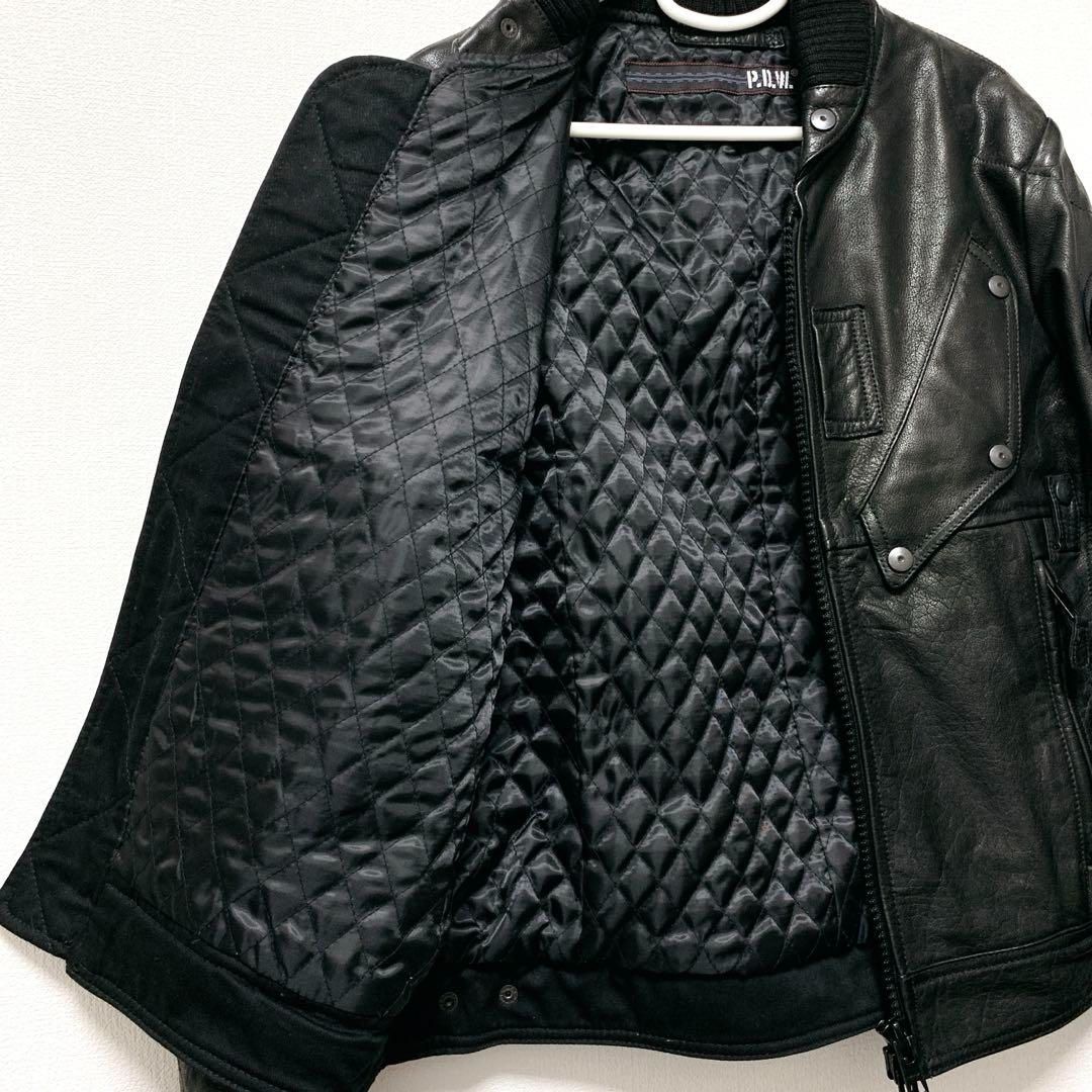匿名配送】訳あり AVIREX PDW レザーミリタリージャケット ブラックL