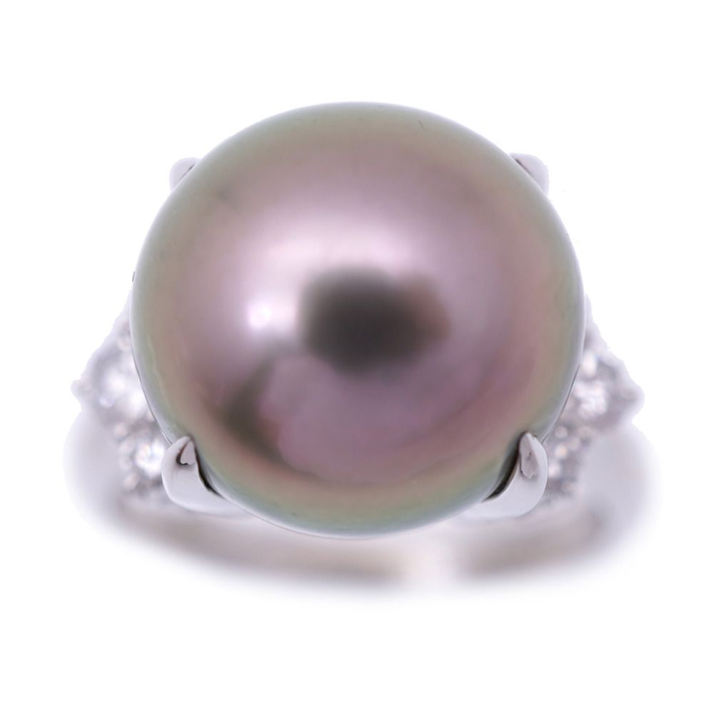 パール12mm ダイヤ0.34ct Pt900 リング プラチナ|パール|ダイヤモンド 12号 指輪 ブラック 黒蝶真珠 ジュエリー 0912 レディース