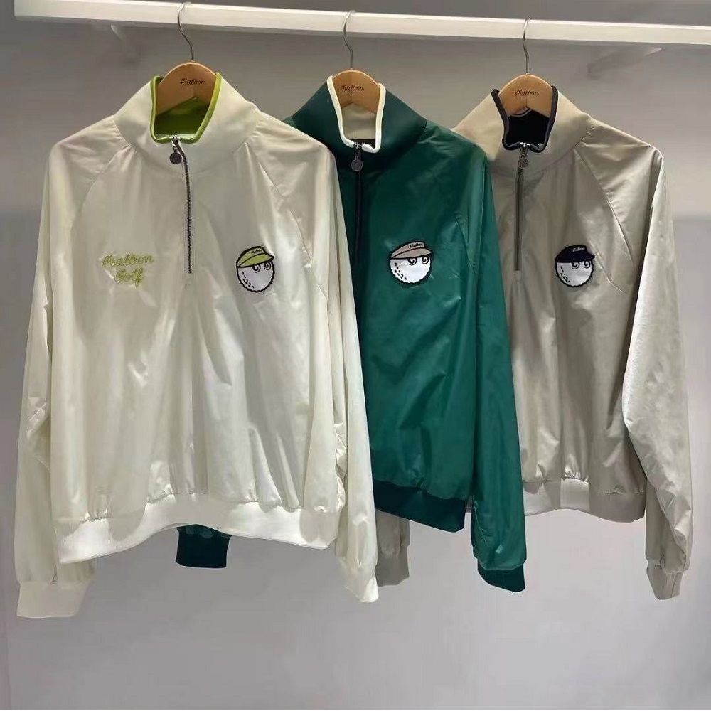 MALBON GOLF ゴルフジャケット レディース メンズ 男女兼用 おしゃれ ホワイト グリーン スポーツ アウトドア 薄い 軽量 S M L