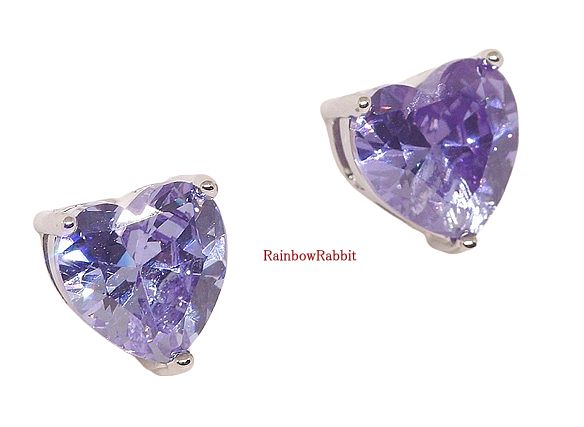 プラチナ　ダイヤピアス 18K RGP プラチナ ダイヤ CZ 紫 ハート ピアス yp5086 - メルカリ