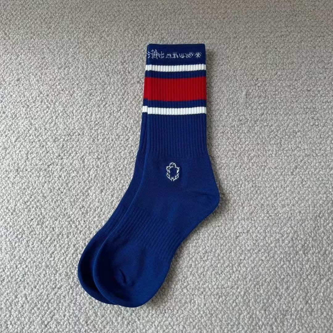 CHROME HEARTS (クロムハーツ) sock-u-sport ダガー刺繍 ボーダー柄 ソックス 靴下 3足セット マルチ - メルカリ