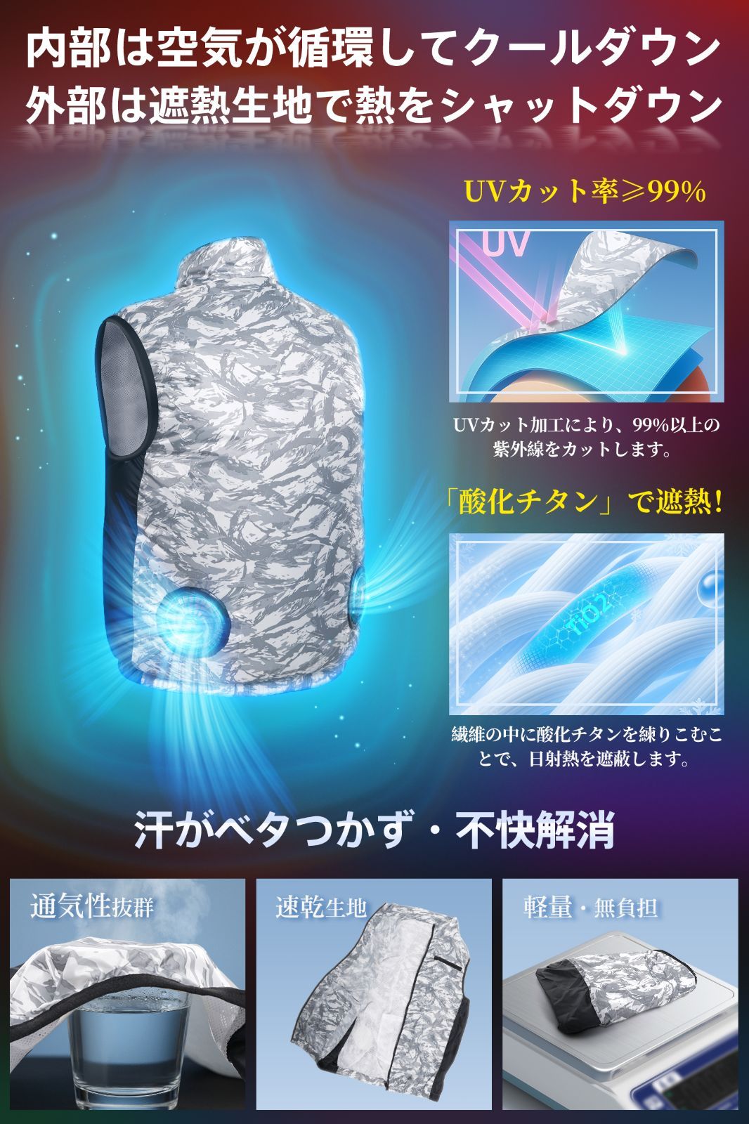 Vivisan] 2025新設計 34V超高出力 · 体感-16℃ 空調作業服 ベスト