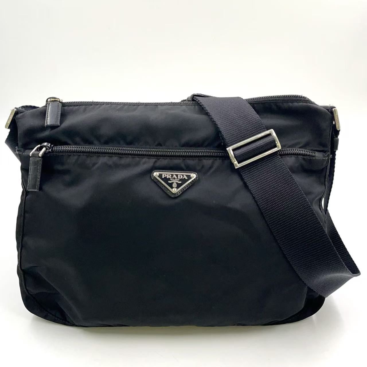 PRADA カメラバッグ 三角ロゴ レザー×ナイロン ブラック