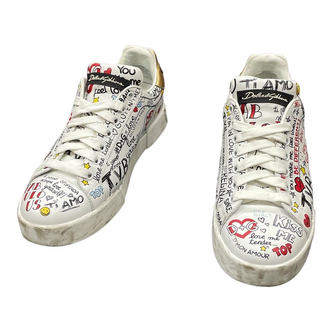 DOLCE&GABBANA 手書き風 プリント スニーカー ドルチェ＆ガッバーナ DOLCE&GABBANA 手書き風 プリント スニーカー ドルチェ