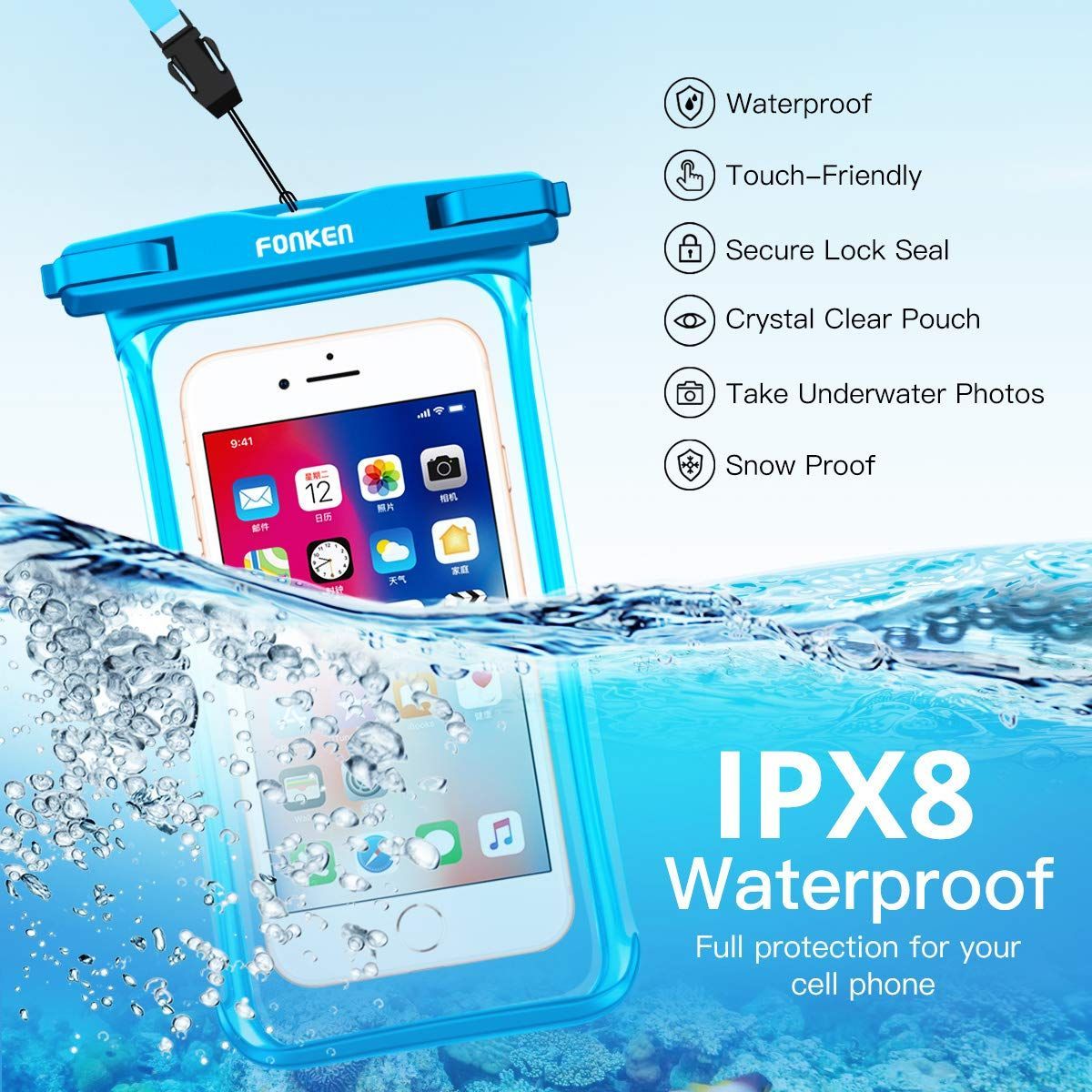 一部予約！】 水に浮く エアバッグ搭載 スマホ 防水ケース 白 IPX8