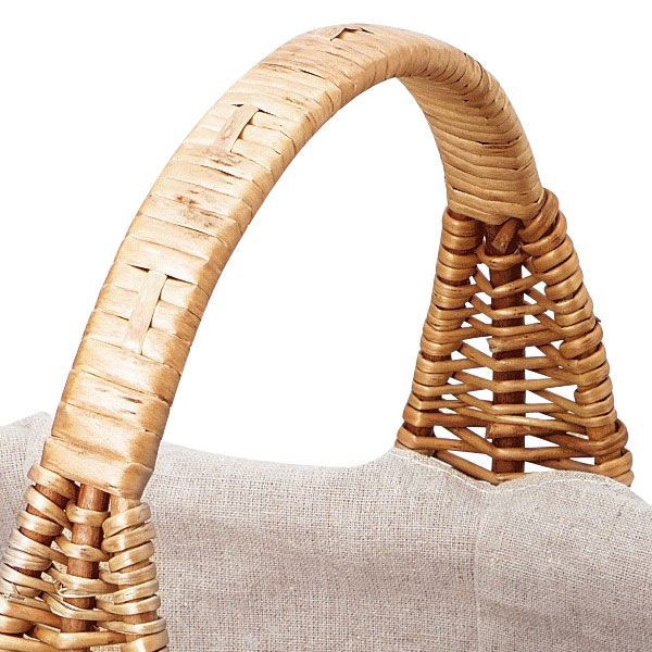 煮柳 布付き四角タイプ 片手持ち 35×25×15cm フリルリボン 柳 小物入れ かご アジアン雑貨 バスケット 収納 ケース 籐 リーズナブル かわいい レトロモダン おしゃれ 定番 シンプル