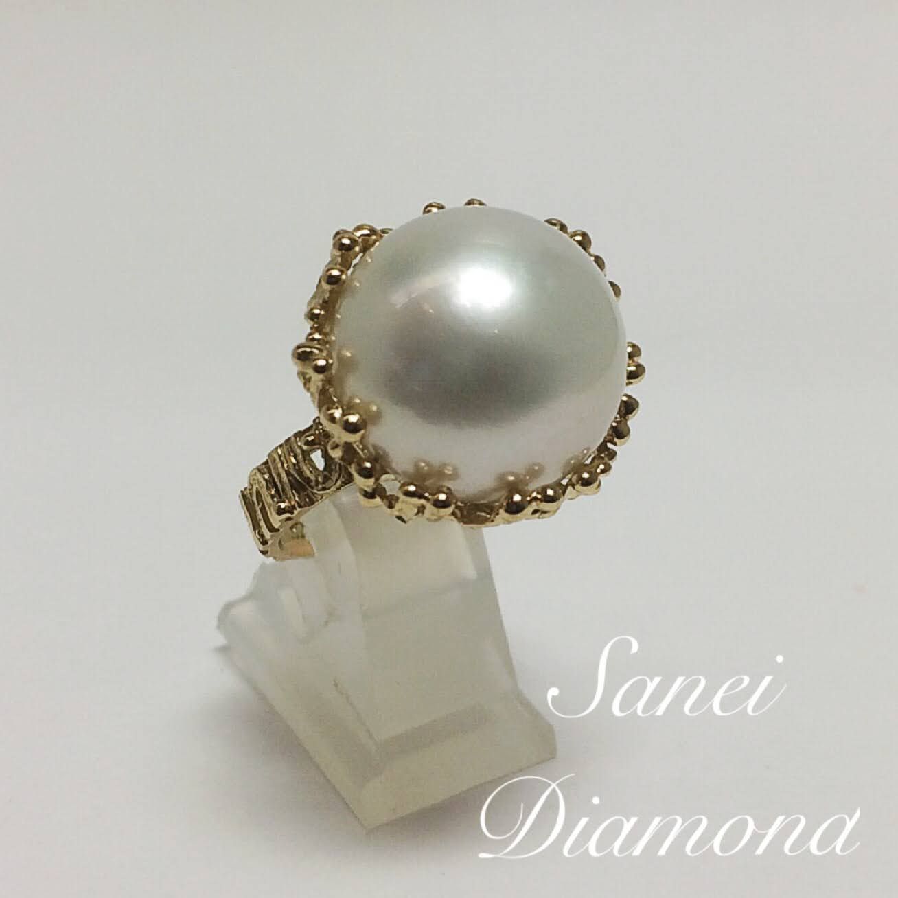 真珠リング 金　18K 重さ4g cr045-1.jpg