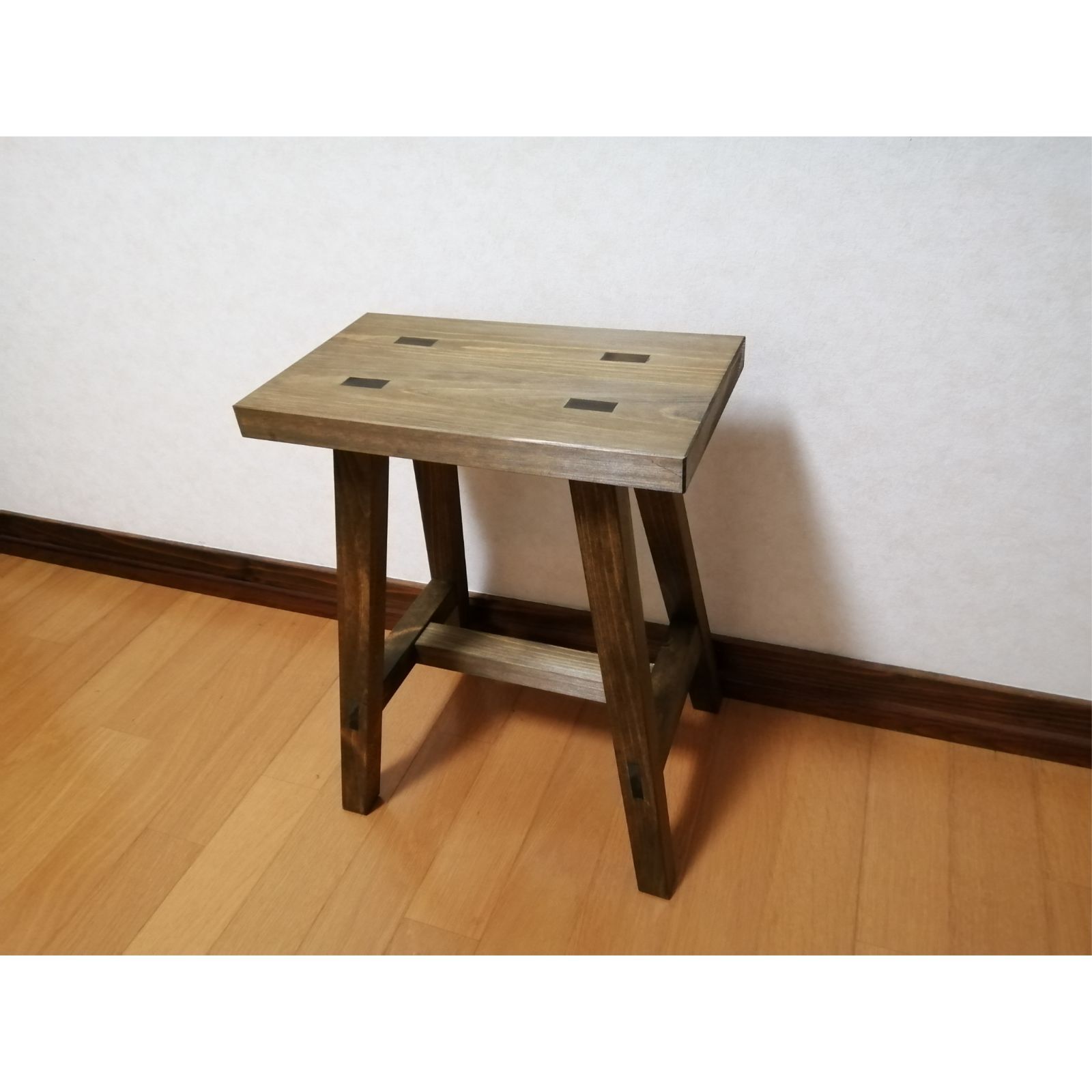 ほぞ組】木製フラワースタンド 花台 幅35cm×高さ45cm スツール ベンチ