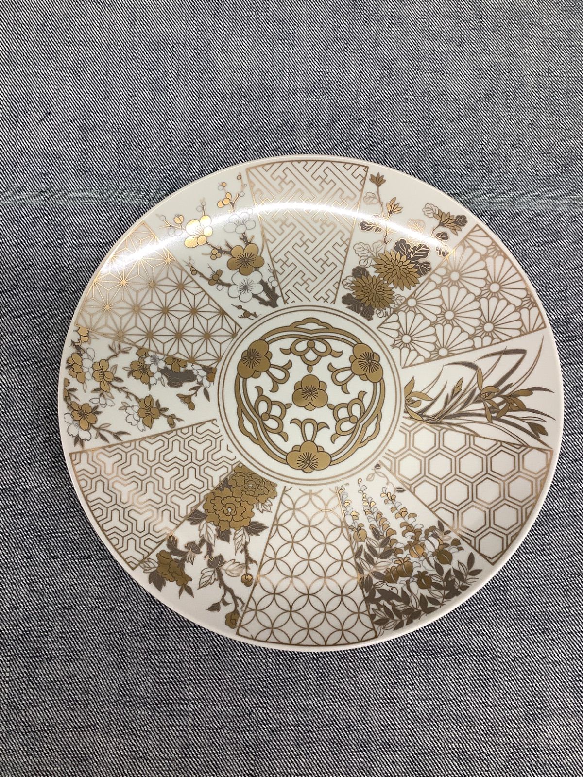 AN YG25102314 林九郎作 金彩絵皿 5枚組