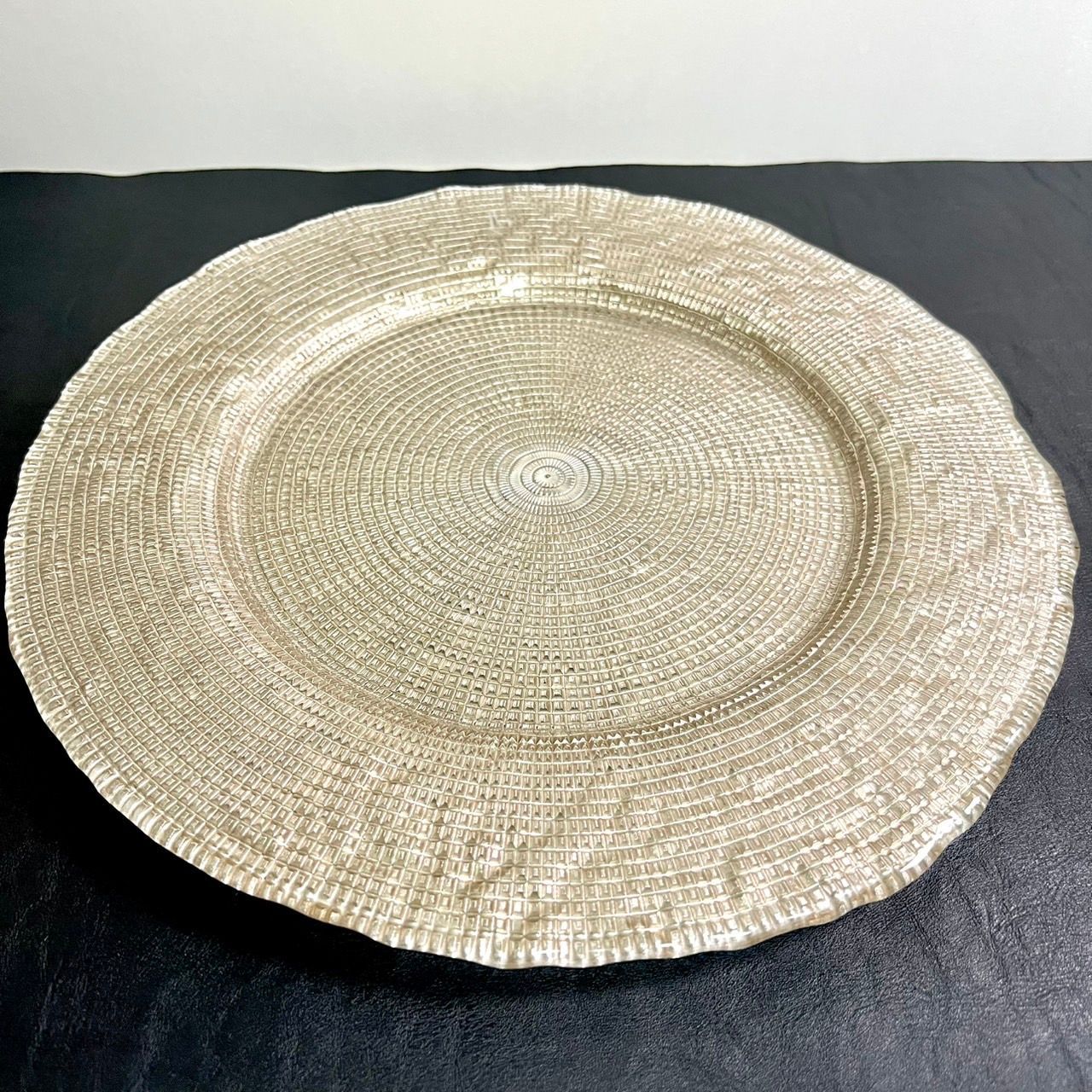 IVV イタリア製 大皿 ガラス皿 Diamante ディアマンテ シャンパンゴールド 32cm プレート