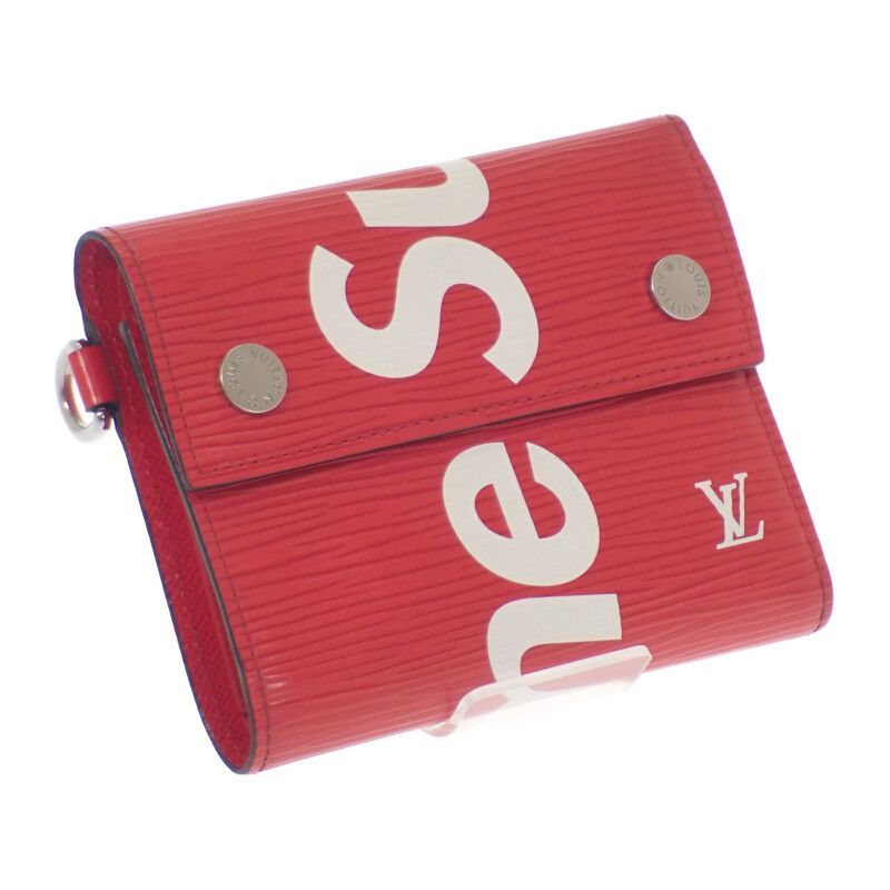 LOUIS VUITTON LOUIS VUITTON Supreme チェーンコンパクトウォレット M67755 エピ 二つ折り財布 レッド メンズ 小物