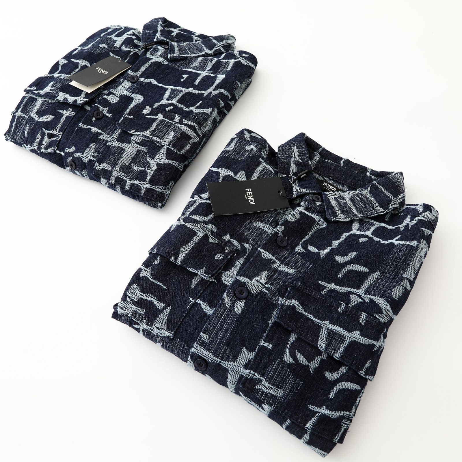 FENDI 25SS FFモノグラム シャンブレーデニム製 半袖ジャケット FENDI 25SS FFモノグラム シャンブレーデニム製 ショートドレス