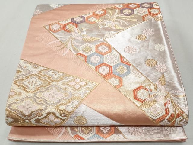 平和屋着物◎六通柄袋帯 唐織 鳳凰吉祥花文 金銀糸 正絹 逸品