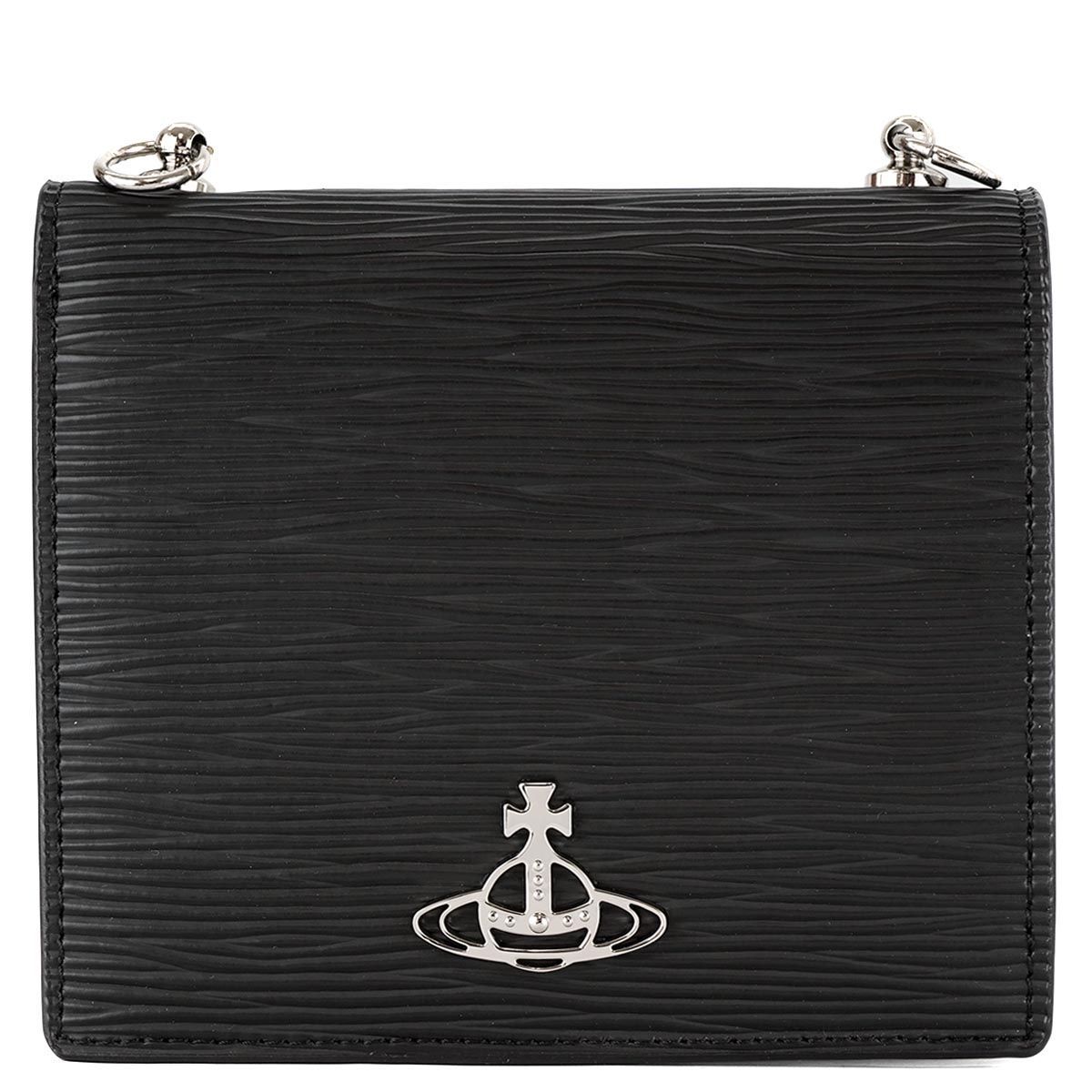 二つ折り財布 Vivienne Westwood ヴィヴィアンウエストウッド 51130003 01837 POLLY CARD CASE WITH CHAIN レディース 女性 チェーン付き チェーンウォレット N402LA BLACK ブラック