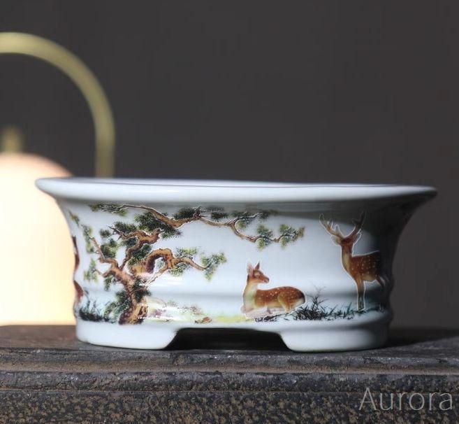 美品・新品未使用】楕円形 盆栽鉢 植木鉢 小品盆栽鉢 大品盆栽鉢