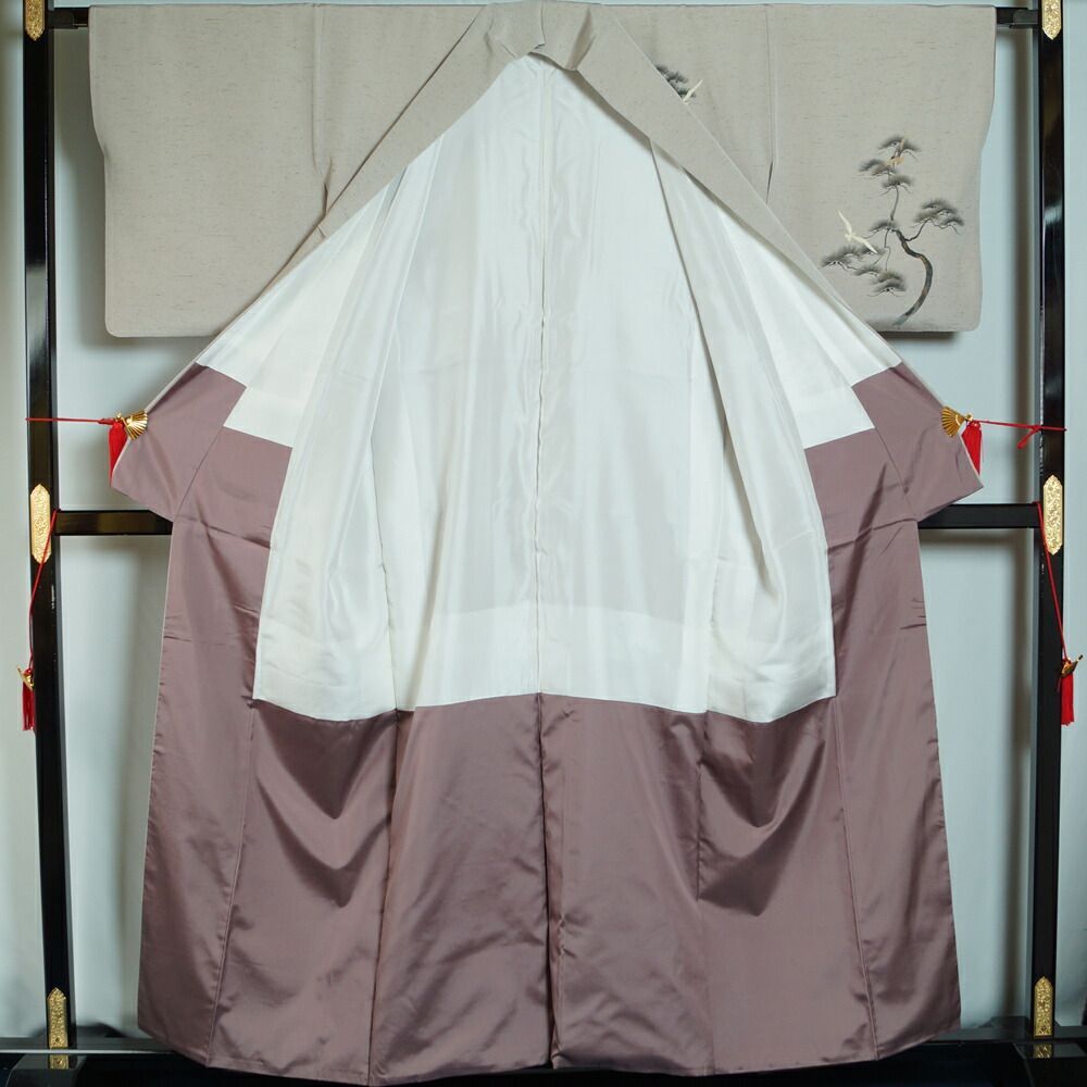洒落訪問着 蓑虫工芸作家 田尾笛秋 ぜんまい紬 浜辺に海鳥模様 【 中古】【みのむし 作家物 落款有り 紬の訪問着 紬 リサイクル着物 仕立て上がり 正絹 訪問着 購入 販売 きもの天陽】
