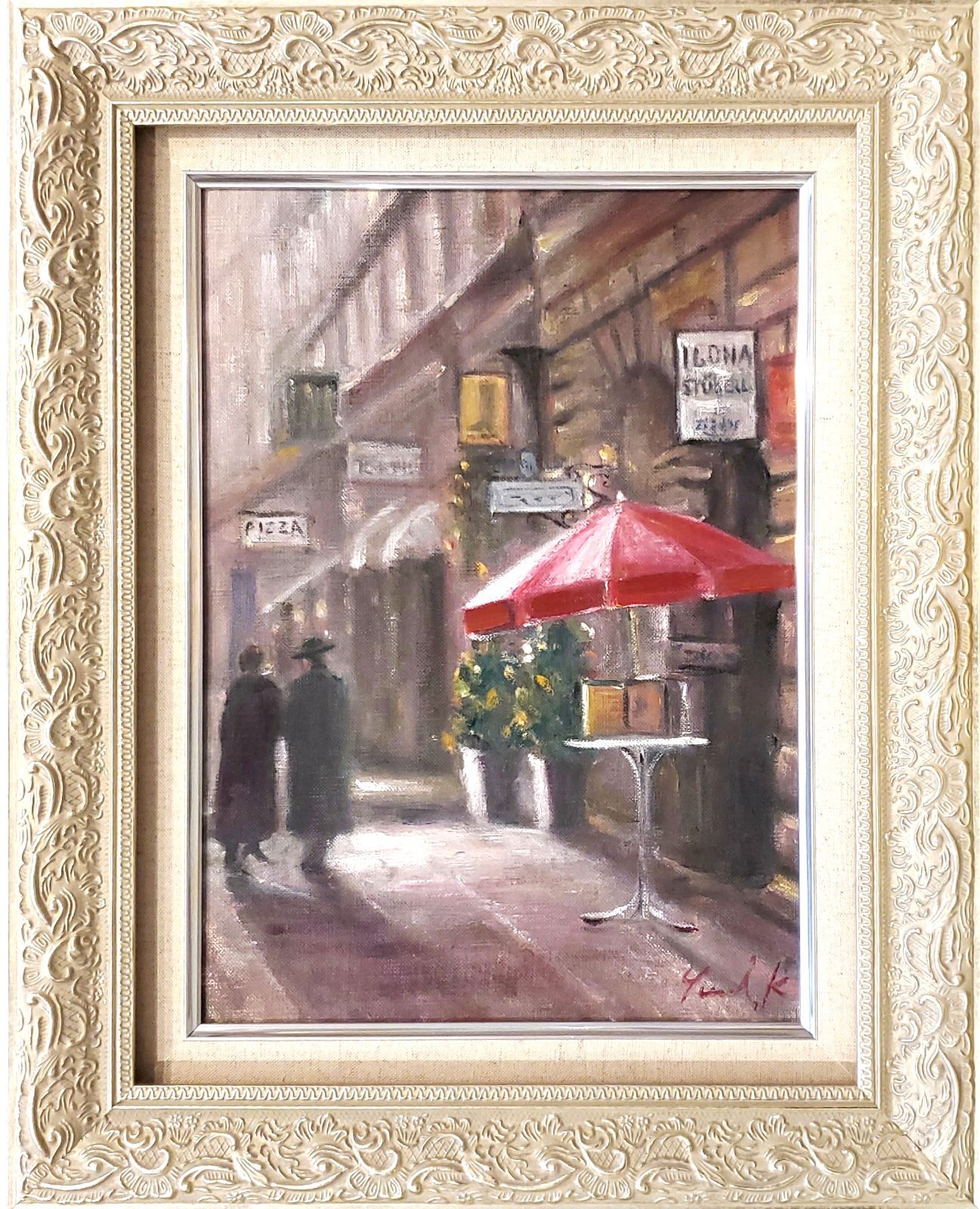 油彩原画 F4号 額付 油絵 インテリア 絵画 額付き（白） F4-72023 人物 私