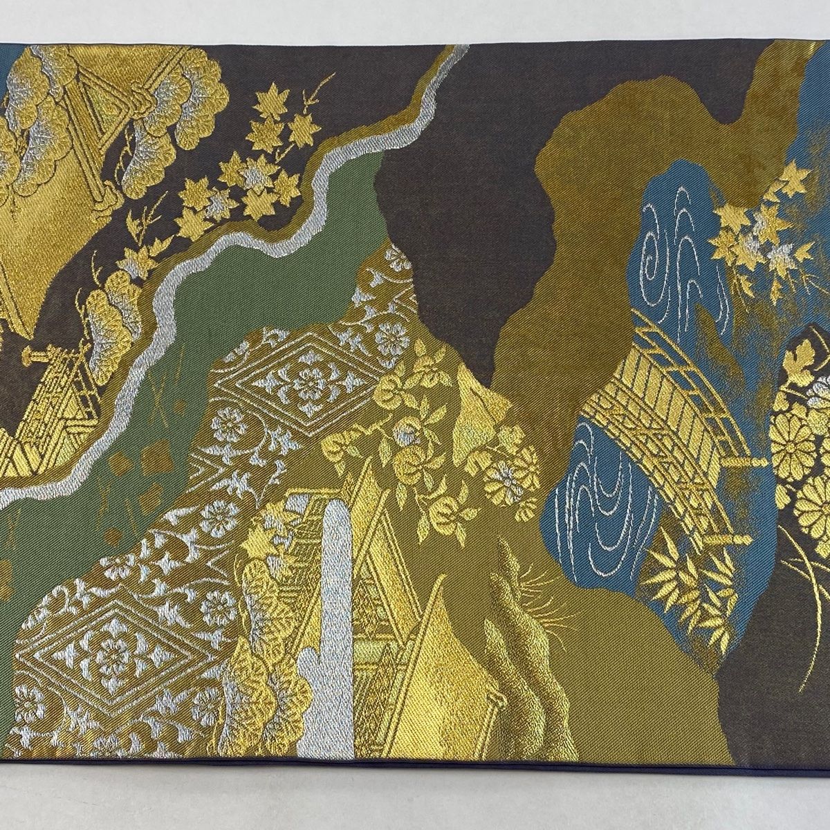 O0617 美品 逸品 上品 ハイブランド 川島織物 正絹 本袋帯 袋帯 美品 秀品 川島織物 落款あり 華文 金糸 箔 オレンジ 六通