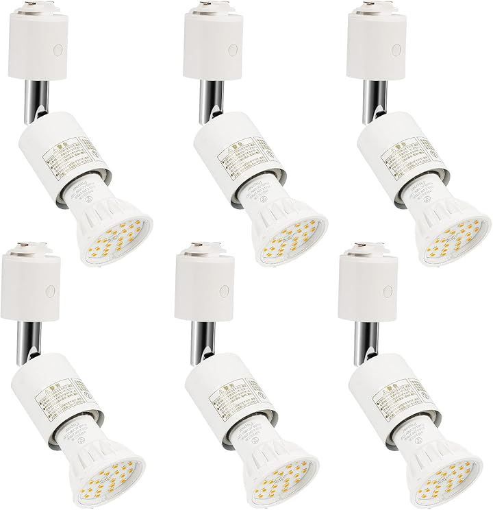 Pispoer ダクトレール用スポットライト E26口金 LED電球付き LEDスポットライト5.5W ハロゲン電球60W相当 電球色2700K RA85 600LM 非調光(白い, E26-電球色-6個入り(ビーム角120度))