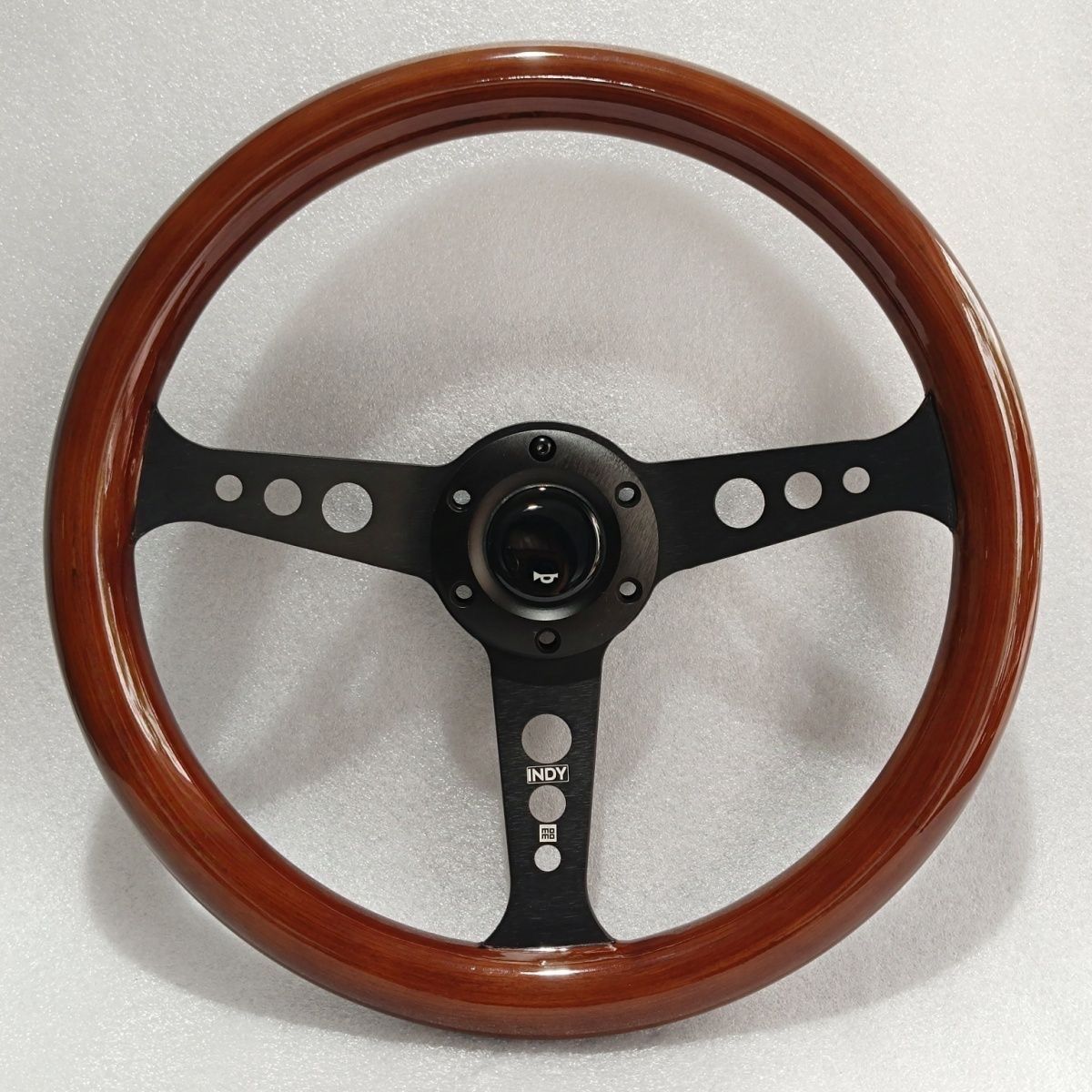 14インチステアリングハンドル本体 ウッド金属 茶色 木製
