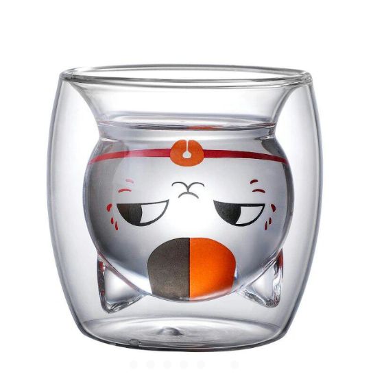 夏目友人帳-ニャンコ先生 可愛い二重耐熱ガラス ダブルウォールグラス 透明