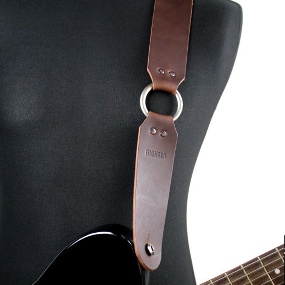 【バーゲンSALE】 Richter リヒター 皮革ハンドメイドギターストラップ 1521 茶色 リングクリンチ付き 油鞣工芸 ドイツ製