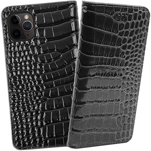 大人気，定番人気 ReZuell. スマホケース クロコダイル 牛革 手帳型 レザー ケース iphone11pro MAX ブラック [ブラック] [iphone11pro MAX] 手帳型・フリップケース