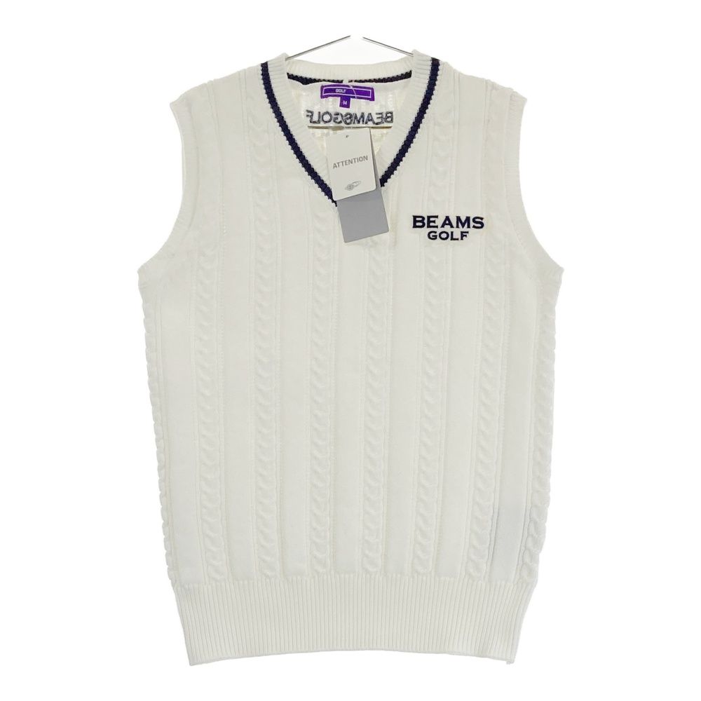 サイズ M BEAMS GOLF ビームスゴルフ 2025年モデル パープルレーベル ニットベスト ホワイト系 240101535846 ゴルフウェア レディース ストスト