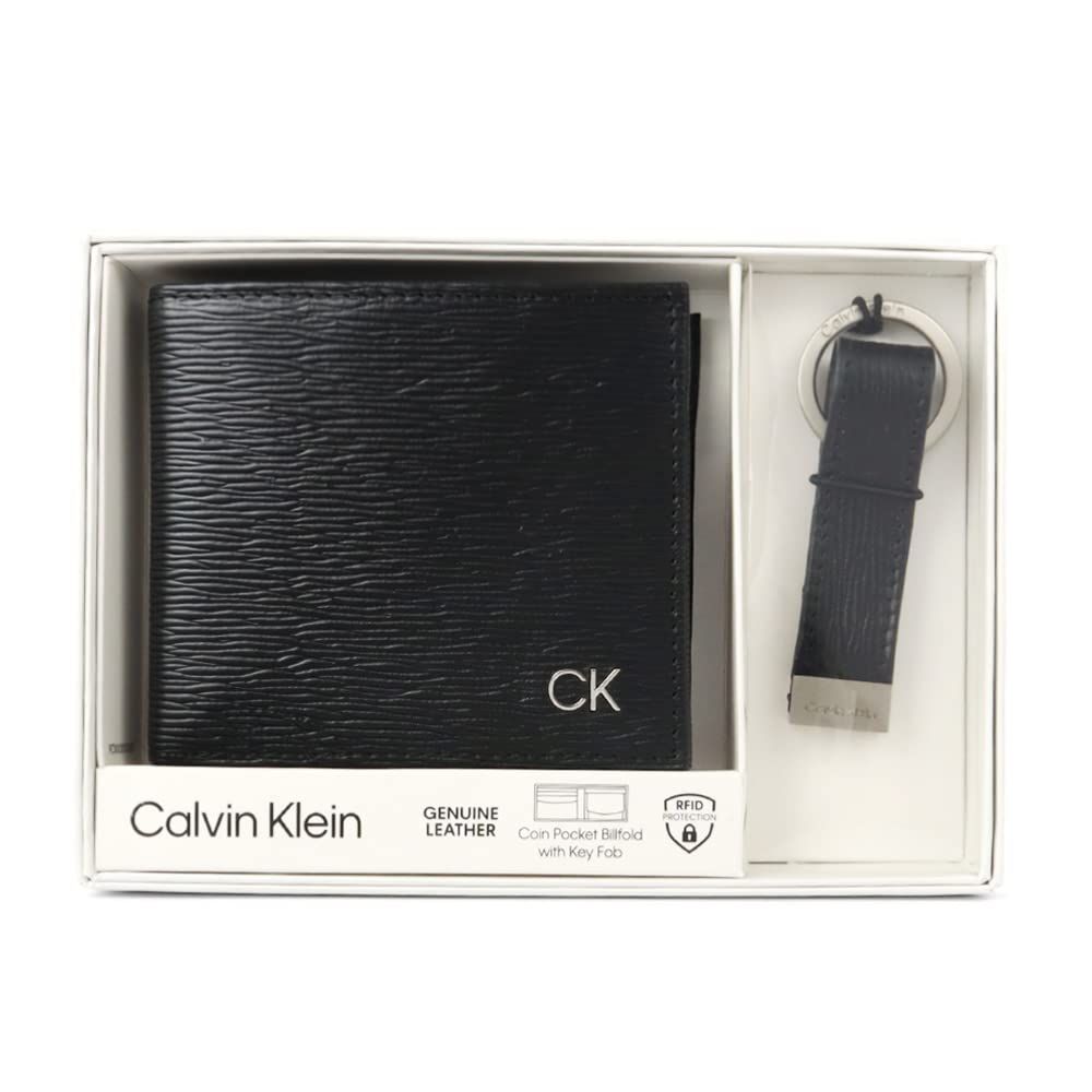 [カルバン クライン] 二つ折り財布 キーリング セット Billfold With Coin Pocket Key Fob Gift Set 31CK330016 Black [並行輸入品]