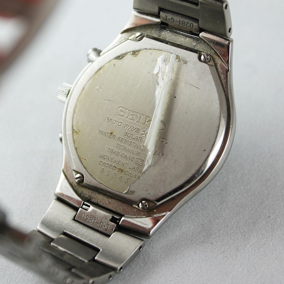 中古 】SEIKO セイコー SBTM193 ソーラー 電波 腕時計 メンズ チタン製