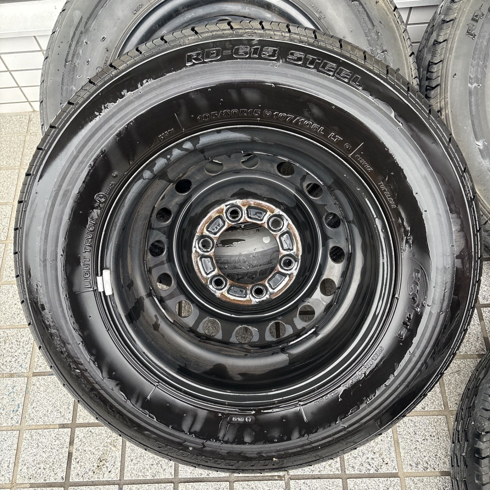 トヨタ ハイエースバン 純正スチールホイール 195/80R15タイヤ4本セット 195/80R15 スチールホイールセット 4本 ハイエース TOYOTA トヨタ 200