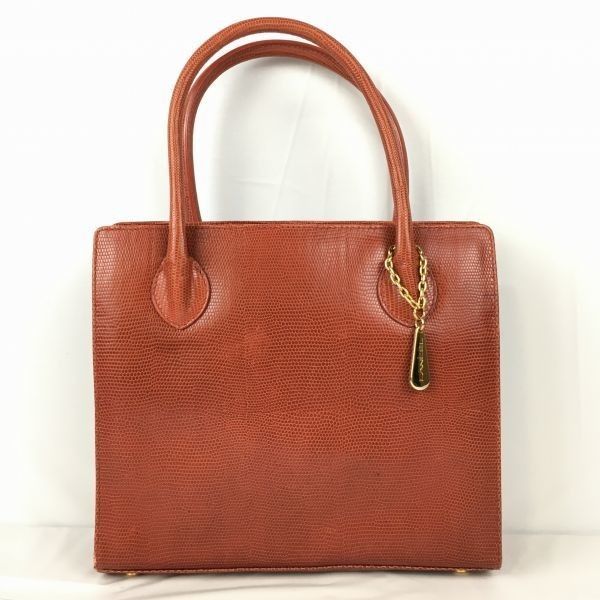 LANCEL|ランセル レザー ハンド ショルダーバッグ 赤オレンジ 収納3箇所 管NO.WB10-14