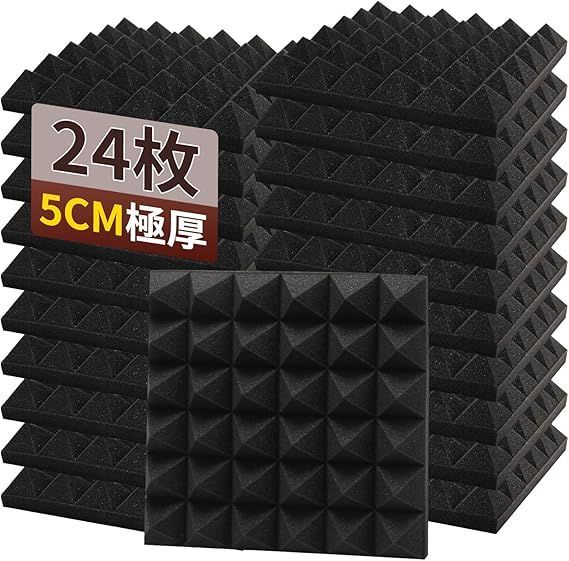 【在庫処分】YOYEP 吸音材 防音材 防音壁 30*30*5cm 極厚ウレタンフォーム 吸音ボード 両面テープ付き ノイズリダクション インテリア レコーディングスタジオ オフィス 防音壁 吸音スポンジ 吸