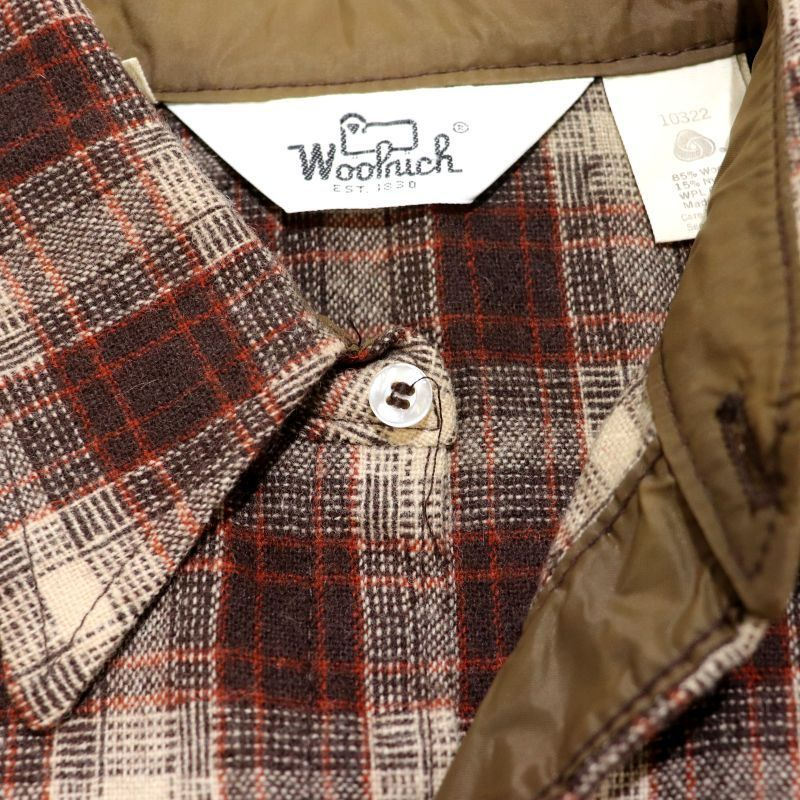 80s USA製 vintage WOOLRICH チェック柄 ウール ウエスタンシャツ メンズ 表記Mサイズ