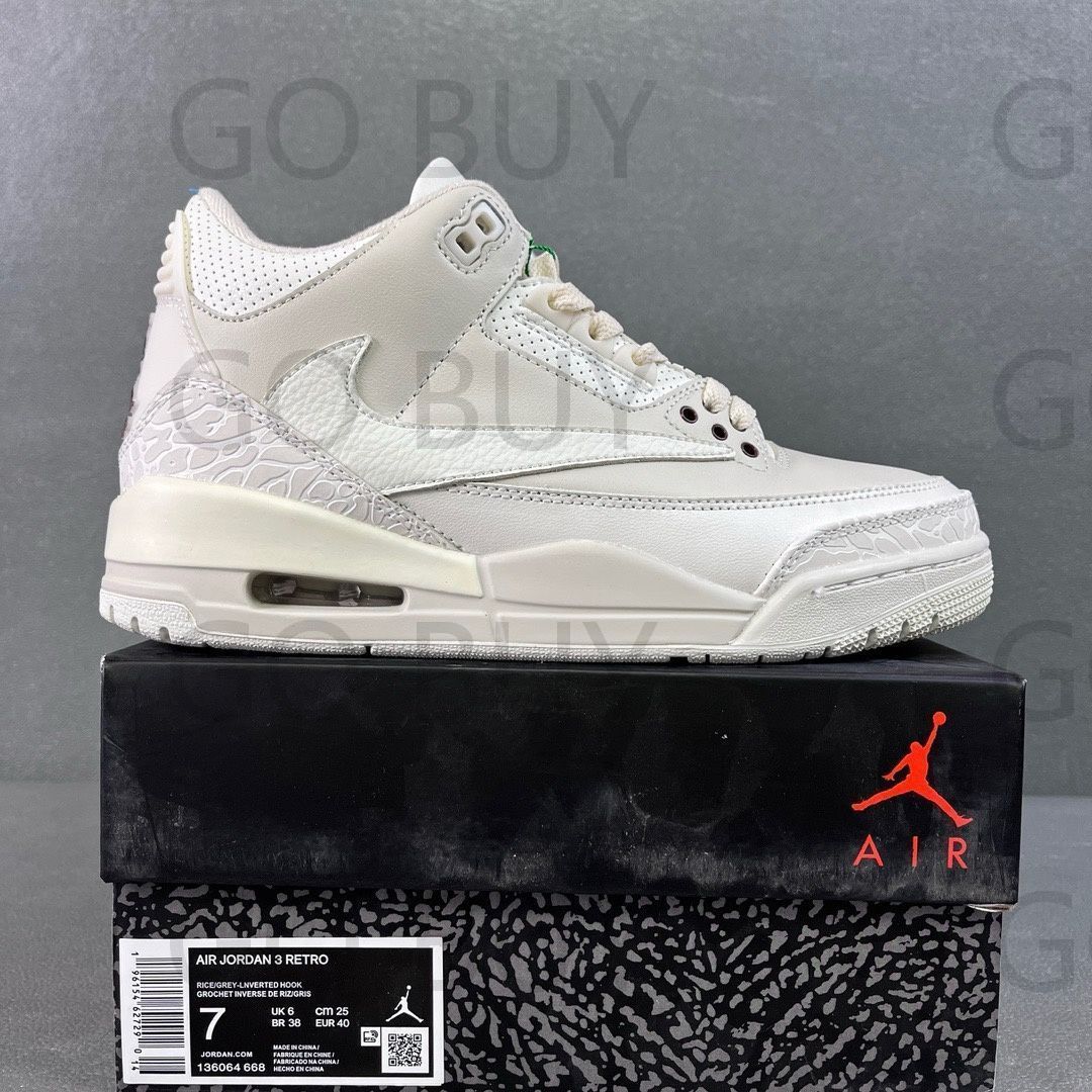 人気 Travis Scott x Air Jordan 3 retro Low OG white メンズ スニーカー  箱付