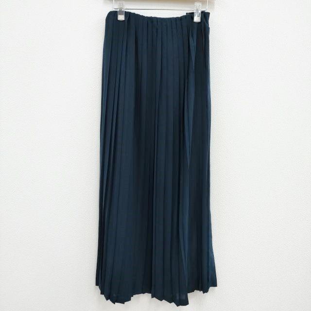 YAECA 12733 サイズS マキシ丈 プリーツ ロングスカート ネイビー  