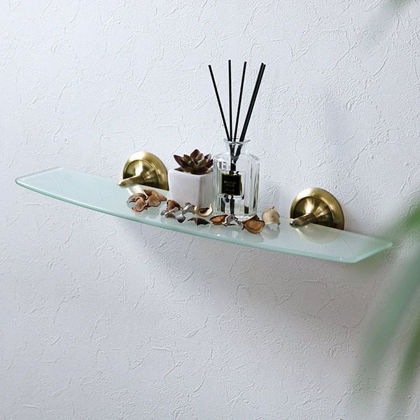 ガラスシェルフ アンティーク BISK DECO ビスク シェルフ 飾り棚 ウォールシェルフ 真鍮 壁掛け ディスプレイ 壁 棚 ウォール家具 壁面収納 ラック 壁掛けラック 飾り 小物収納 ガラス ガラス棚 石膏ボード用