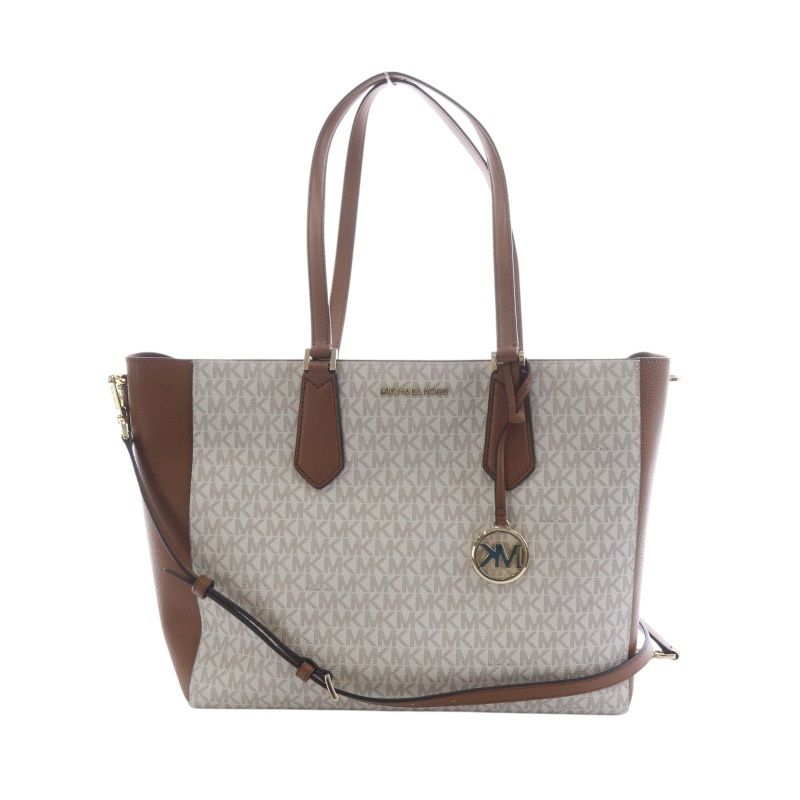マイケルコース MICHAEL KORS Taryn トートバッグ ショルダーバッグ 2way ロゴ レザー 白 ホワイト 茶 ブラウン /AK29