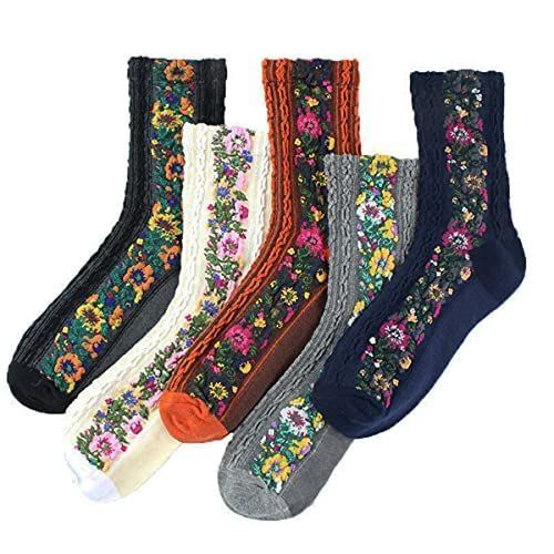 【特価セール】Novelty Style Retro SocksFloral Flower Cotton Vintage Vintage
