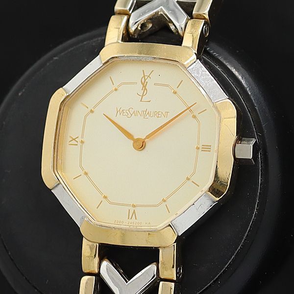 稼働 イブサンローラン シチズン 2200-241762YO QZ ゴールド文字盤 レディース腕時計 OSW 2000000 NSK