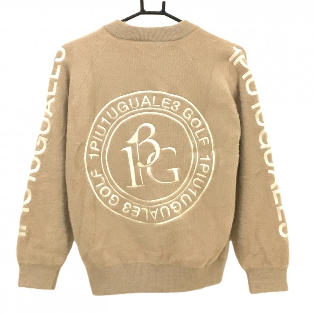 超 ウノピゥウノウグァーレトレ セーター ベージュ×白 蓄熱裏地 レディース II M ゴルフウェア 1PIU1UGUALE3