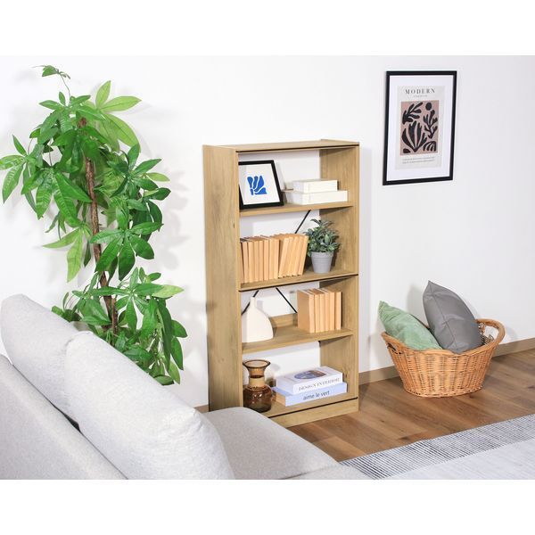 オープンラック4段 OAK NA オークナチュラル 組立品 代引不可