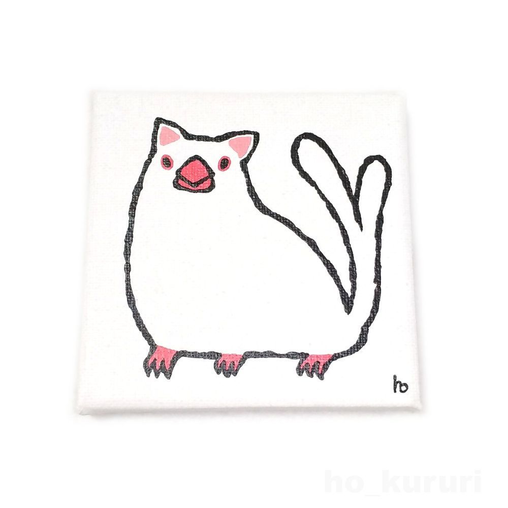 白文鳥 ミニキャンバス 原画イラスト 5020