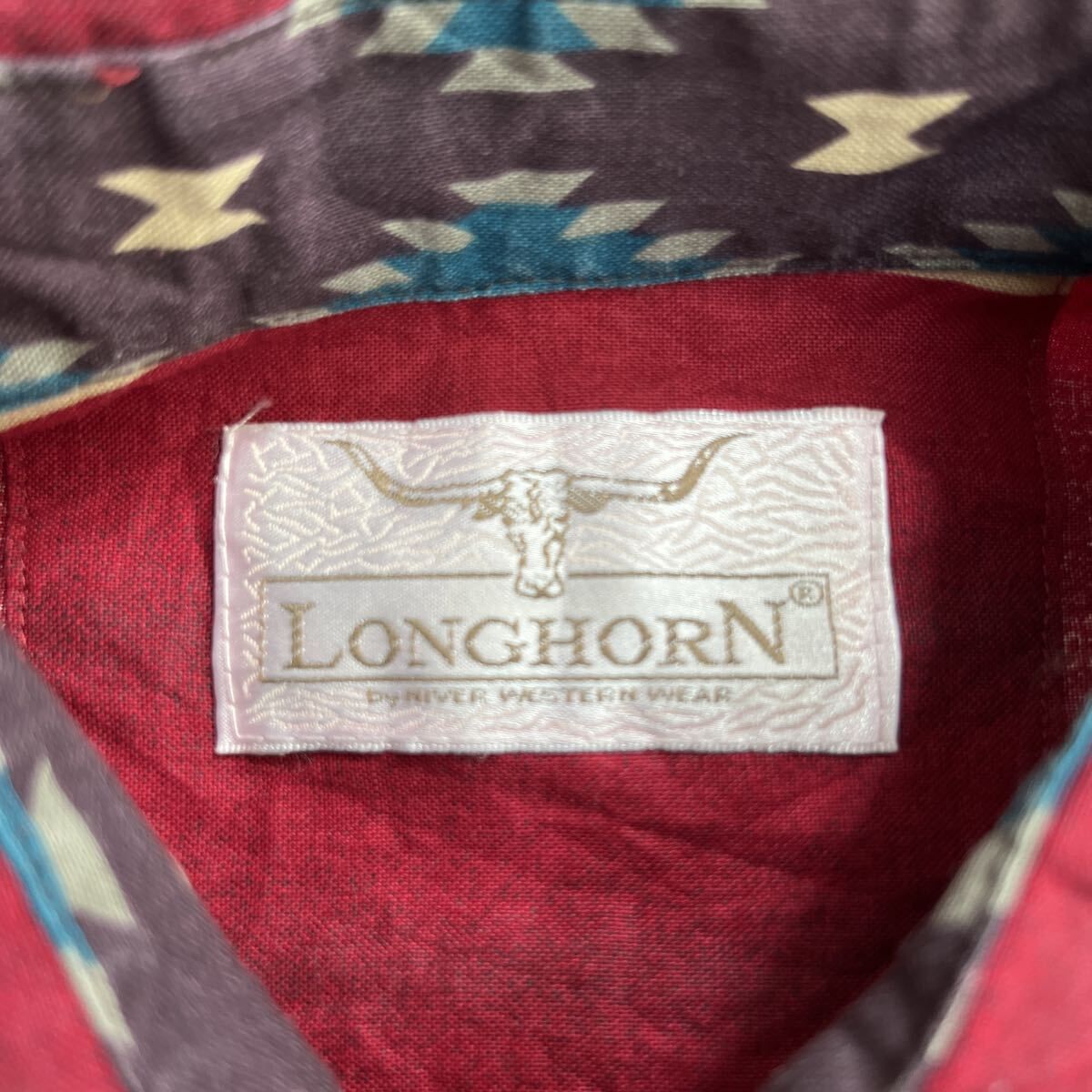 LONGHORN 長袖シャツ M～ レッド ロングホーン 柄シャツ チマヨ