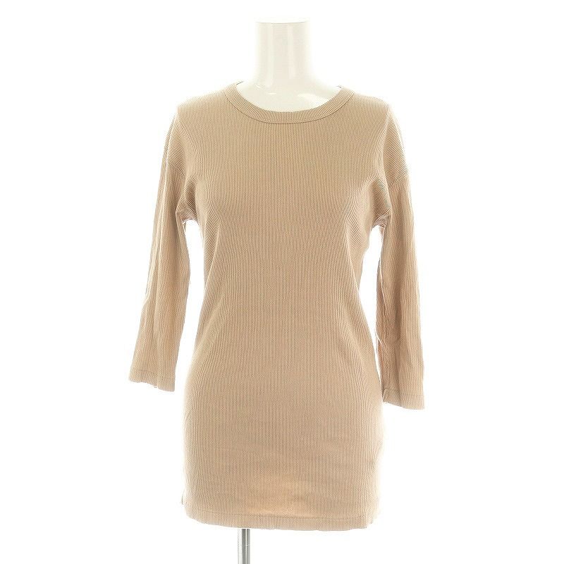 美品 ドゥーズィエムクラス Rib Tシャツ カットソー ベージュ 七分袖 ドゥーズィエムクラス DEUXIEME CLASSE RIB Tシャツ カットソー