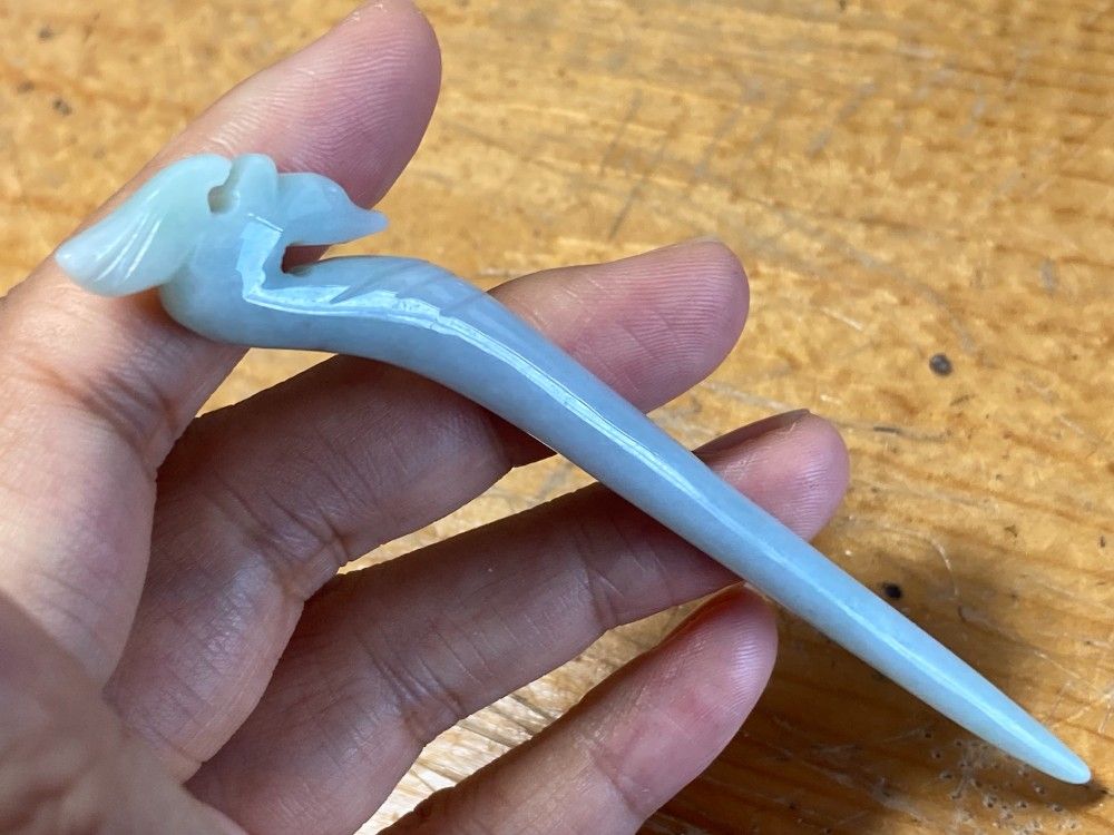 Z59 11.3CM 簪 ミャンマー産 天然 A貨 本翡翠 1本 簪 ほうおう