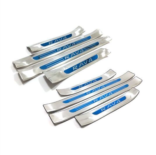 2013-2019年対応 RAV4 ドアスカッフプレート ステンレス製 内外セット ドレスアップ 保護パーツ 傷防止 感UP カスタム装飾