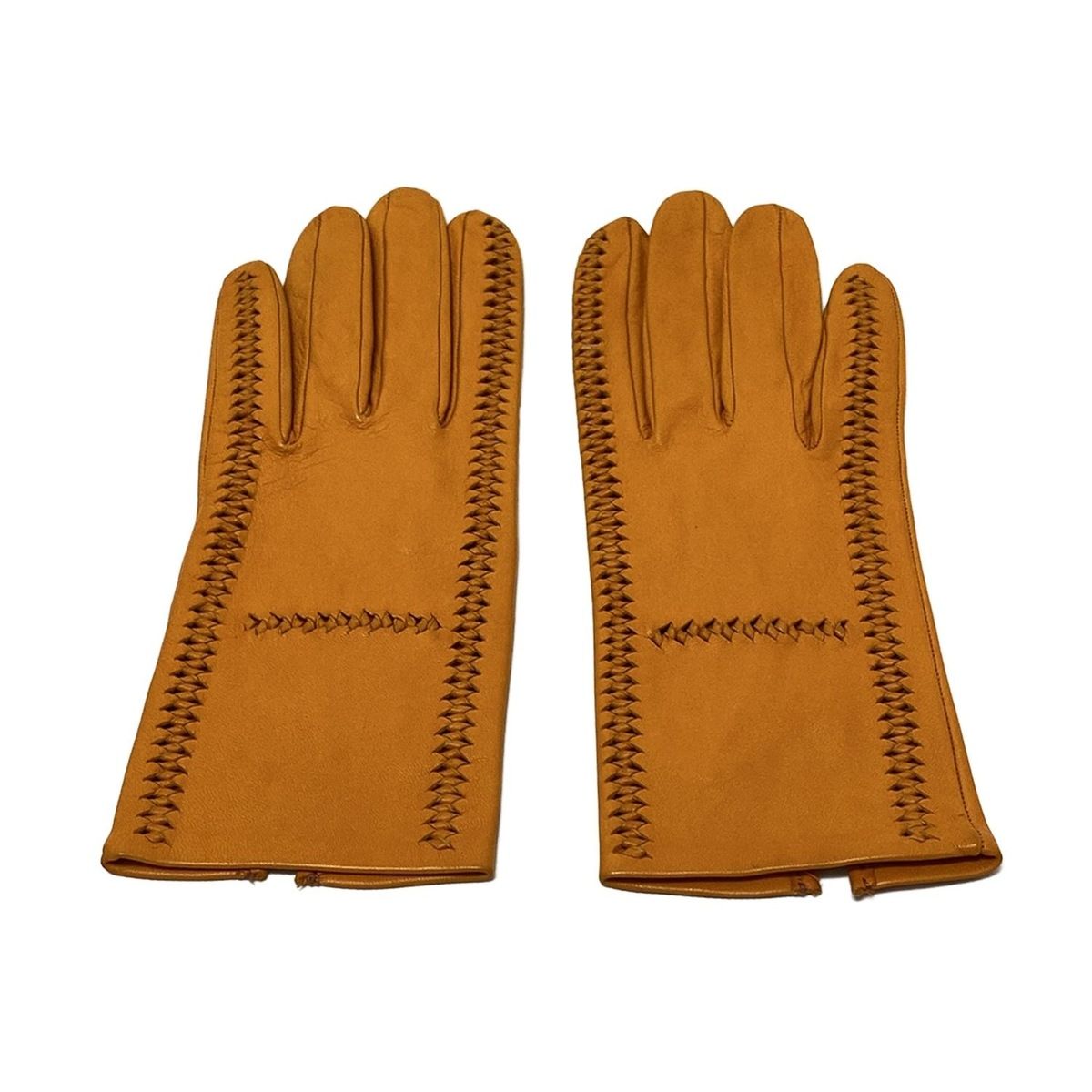 HERMES エルメス 手袋 7 レディース - オレンジ レザー