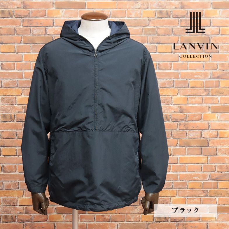 春夏/LANVIN COLLECTION/48サイズ/国産アノラック パーカー 撥水 軽量タフタ 機能性 ゴルフ アウトドア 新品/黒/ブラック/ib156/