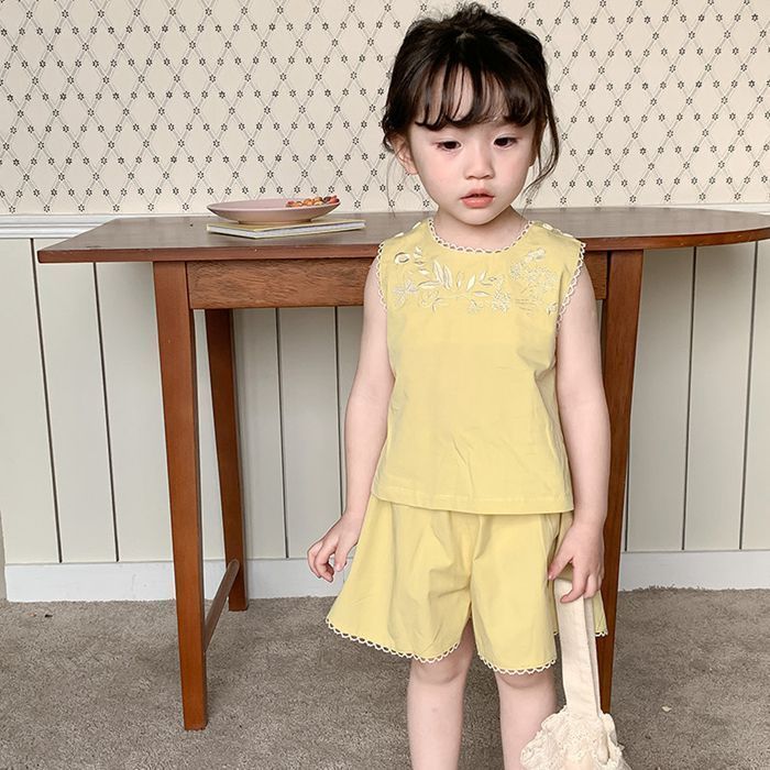 タンクトップ 女の子 子供服 ノースリーブ キッズ 刺繍 セットアップ 袖なしtシャツ クルー Tシャツ ボーダー柄タンクトップ 子供 Rora 通販 0 2023春夏新作☆子供服☆キッズ服☆キャミソール